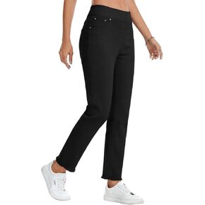 Stretchy Womens Jeans Pull On Straight Leg Jeans for Women Tummy Control Sweatpant Jean with Pockets Casual in Saudi Arabia