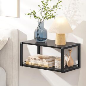 Floating Nightstand, Wood Bedside Shelf Wall Mounted Nightstand with Heavy-Duty Frame, Floating Bedside Table for Bedroom, Bathroom, Kitchen, (Vintage Grey, 1 Pack) in Saudi Arabia