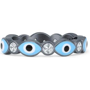 Blue Apple Co. Minimal 4.4mm Good Luck Evil Eye Ring Cubic Zirconia Stackable Stacking Band Vintage Style Statement Rings For Women 925 Sterling Silver Gifts For Her in Saudi Arabia
