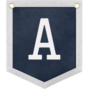 Handmade Felt Alphabet Pennant Banner for Nursery Room Decor - Navy Blue & Beige Educational Wall Hanging for Kids Room 11.8 x 13.8 Inches (N) in Saudi Arabia
