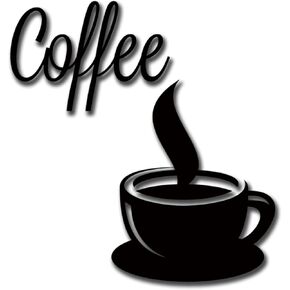 ديكور حائط فنجان قهوة معدني أسود مع تصميم تبخير لإكسسوارات بار القهوة لتزيين جدران المطبخ in Kuwait