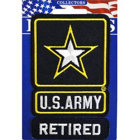 Army Retired Iron On Patch 4" x 2 1/2" PM0595 Licensed by Eagle Emblems in Kuwait