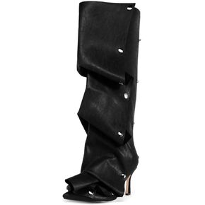 Women's suede Sparkly Rhinestone Stiletto Knee High Pointed Toe Zipper High Heel Shark Boots Sexy Party Wedding Shoes in Saudi Arabia