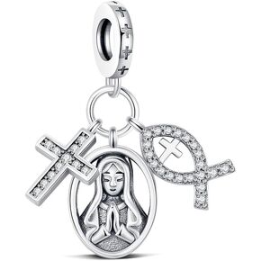 2026 Sparkling Cross Charms Pendant Fit Pandora Religious Bracelet 925 Sterling Silver Christian Faith Cross Mini Charm Birthday/Christmas Gifts for Granddaughter/Sister/wife in Kuwait