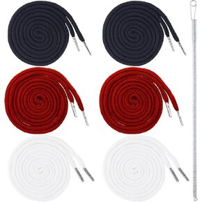 6pcs 57.4in Drawstring Cord with Spring Threader Tool, Replacement Drawstring for Sweatpants Sweatshirt Hoodies Shorts Pants Jackets Coats Bags- Black & White & Gray in Kuwait