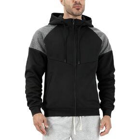 SHAGGA Zip Up Hoodie Men Fleece-Lined Pullover Patchwork Thermal Full-Up Sweatshirts Warmtrack Jacket With Zip in Saudi Arabia