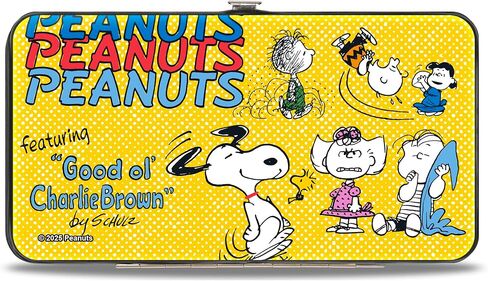Buckle-Down Peanuts Wallet, Hinged, Peanuts Gang Featuring Good Ol Charlie Brown Poses Yellow, Vegan Leather in Saudi Arabia