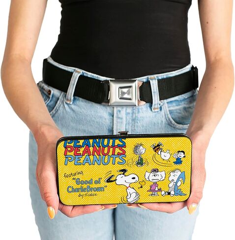 Buckle-Down Peanuts Wallet, Hinged, Peanuts Gang Featuring Good Ol Charlie Brown Poses Yellow, Vegan Leather in Saudi Arabia