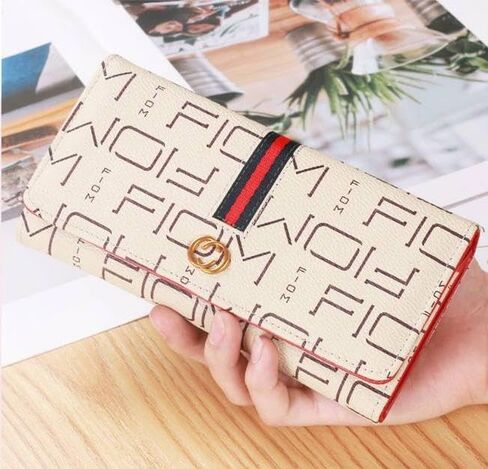 Leather Wallet for Women Slim Designer Trifold Ladies Credit Card Holder Beige in Saudi Arabia