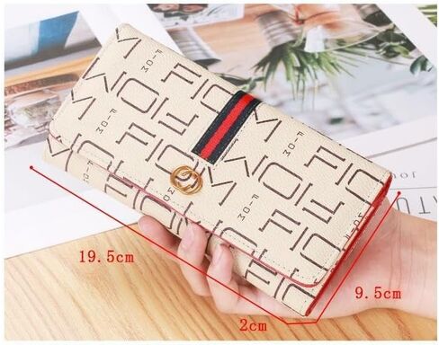 Leather Wallet for Women Slim Designer Trifold Ladies Credit Card Holder Beige in Saudi Arabia
