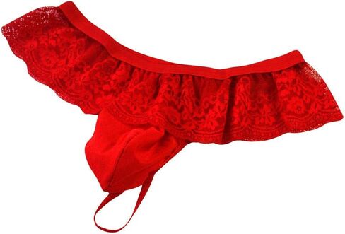 Men's Frilly Lace Trim Sissy Skirted Panties T-back G-string Thongs Briefs Girly Lingerie Crossdress Underwear in Saudi Arabia