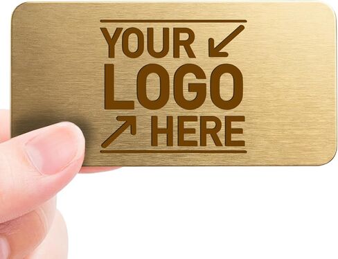 Custom Metallic Name Tag Badge - 1.5"x3" Logo Left- 20 mil Aluminum Metal White, Personalized Logo & Name, Full Color, Customizable Identification Label for Business & Employee, Made in USA in Saudi Arabia