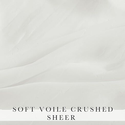 Crushed Sheer Valances for Windows 2 Panels, Small Tiers Short Curtain Valances for Living Room Bathroom Basement, Modern Rod Pocket Voile Sheer Window Covering, 42W x 30L inches, Light Beige in Saudi Arabia