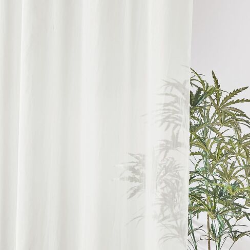 Crushed Sheer Valances for Windows 2 Panels, Small Tiers Short Curtain Valances for Living Room Bathroom Basement, Modern Rod Pocket Voile Sheer Window Covering, 42W x 30L inches, Light Beige in Saudi Arabia