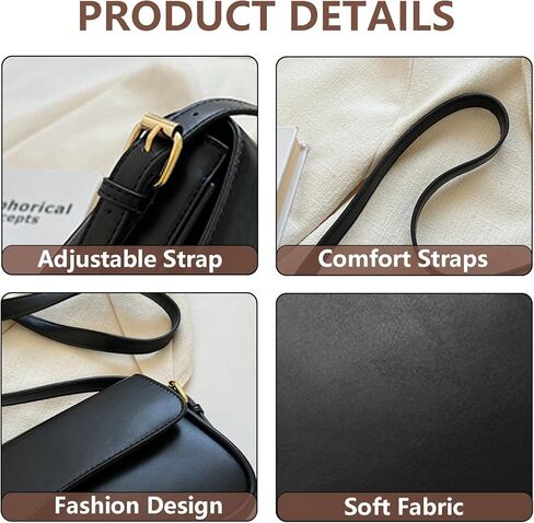 Women Saddle Shoulder Bag Y2K Trendy Vegan Leather Purse Retro Hobo Handbags Zipper Clutch with 2 Removable Strap in Saudi Arabia