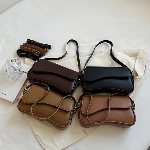 Women Saddle Shoulder Bag Y2K Trendy Vegan Leather Purse Retro Hobo Handbags Zipper Clutch with 2 Removable Strap in Saudi Arabia