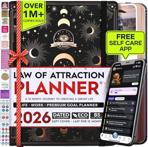 Law of Attraction Planner 2025 - Weekly and Monthly Planner, 12 Month Journey to Increase Productivity & Enhance Organization | Life Organizer, Gratitude Journal, Hourly Planner, To Do List | 2025 Planner - Vision Board, Gift Box & Planner Stickers in Kuwait