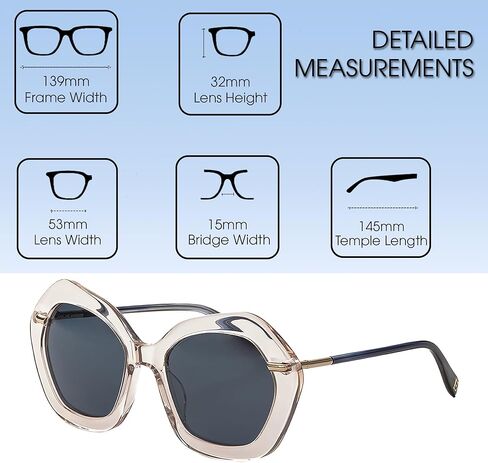 Elton John A-List نظارة شمسية نسائية مستقطبة سداسية الأسيتات ذات حافة كاملة مقاس متوسط ​​55 ملم in Kuwait