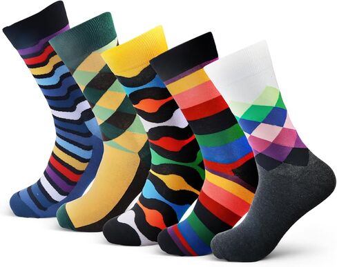 5 أزواج من الجوارب الرجالية المرحة وغير التقليدية، جوارب قطنية بتصميم مجنون هدايا مبتكرة للرجال in Kuwait