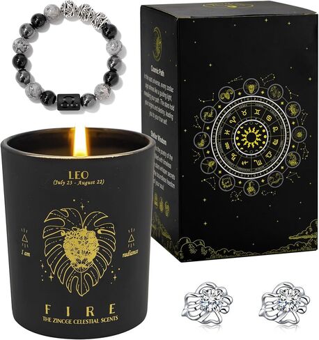Capricorn Zodiac Scented Candle Gift Set for Men and Women – Rose Aroma Crystal Candle with Bracelet & Earrings, Astrology Gift Box, Business & Appreciation Gifts in Saudi Arabia