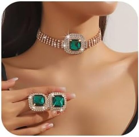Denifery Bridal Wedding Jewelry Set Crystal Rhinestone Necklace Earrings Sets Formal Costume Jewelry for Women and Brides in Saudi Arabia