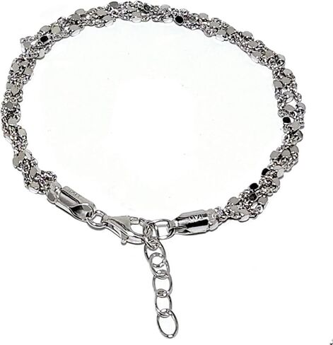 Italian-Made, Solid 925 Sterling Silver Rope Chain Jewelry Set, rhodium coated, for Women – Luxurious Leather Box Included in Kuwait