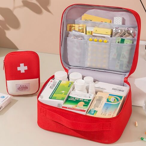 Personal Pill Dispenser,Portable Outdoor First Aid Medical Rescue Bag,Multi-Function Emergency Medicine Storage Organizer Bag,Household Supplies(Red,Small) in Saudi Arabia