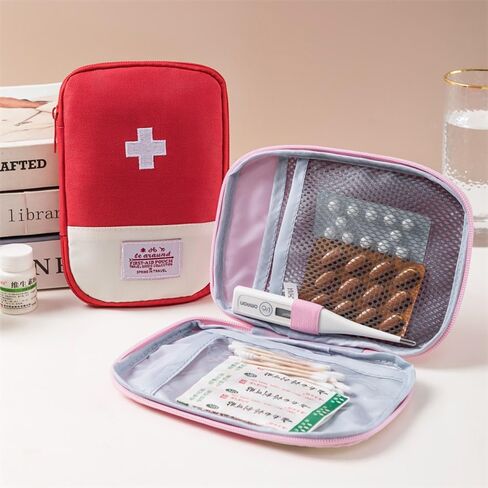 Personal Pill Dispenser,Portable Outdoor First Aid Medical Rescue Bag,Multi-Function Emergency Medicine Storage Organizer Bag,Household Supplies(Red,Small) in Saudi Arabia