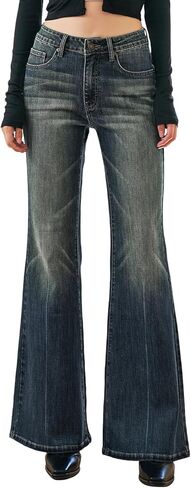 Women's High Waisted Bell Bottom Jeans Wide Leg Flare Bootcut Denim Pants w/Tummy Control Stretchy Trendy 2025​​ in Saudi Arabia
