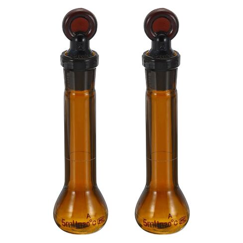 PATIKIL 50ml Volumetric Flask, 2Pcs 3.3 Borosilicate Glass Graduated Volumetric Measuring Flask with Glass Stopper Tolerance 0.15ml for Lab Experiment, Clear in Saudi Arabia