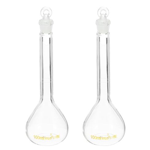 PATIKIL 50ml Volumetric Flask, 2Pcs 3.3 Borosilicate Glass Graduated Volumetric Measuring Flask with Glass Stopper Tolerance 0.15ml for Lab Experiment, Clear in Saudi Arabia