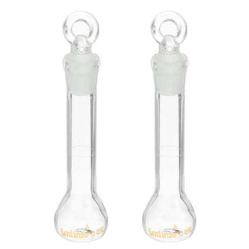 PATIKIL 50ml Volumetric Flask, 2Pcs 3.3 Borosilicate Glass Graduated Volumetric Measuring Flask with Glass Stopper Tolerance 0.15ml for Lab Experiment, Clear in Saudi Arabia