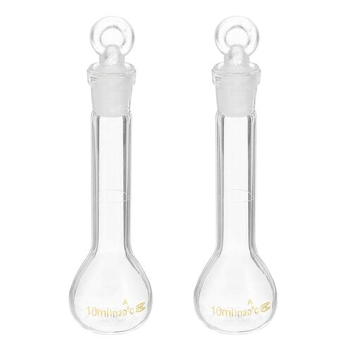 PATIKIL 50ml Volumetric Flask, 2Pcs 3.3 Borosilicate Glass Graduated Volumetric Measuring Flask with Glass Stopper Tolerance 0.15ml for Lab Experiment, Clear in Saudi Arabia
