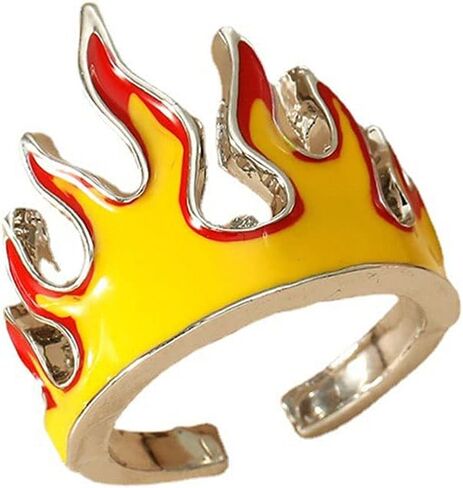 Creative Flame Ring PerCreative Flame Ring for Men Personality Trendy Hip Hop Wind Ring Open Adjustable Crown Ring Trendy Hip Hop Wind Ring Women in Saudi Arabia