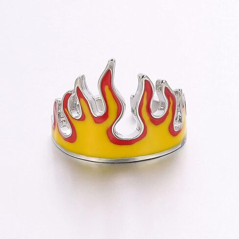 Creative Flame Ring PerCreative Flame Ring for Men Personality Trendy Hip Hop Wind Ring Open Adjustable Crown Ring Trendy Hip Hop Wind Ring Women in Saudi Arabia