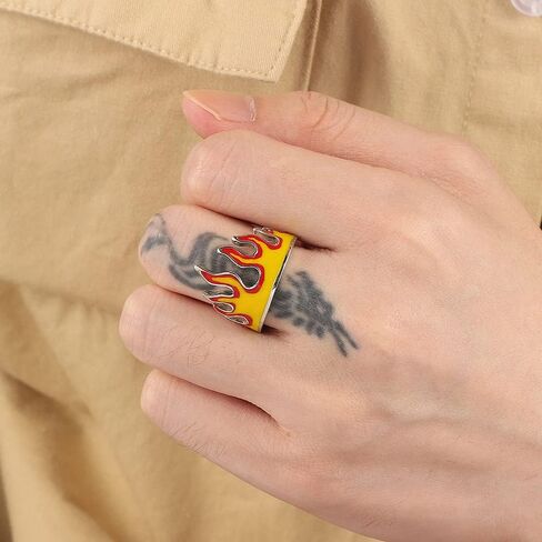 Creative Flame Ring PerCreative Flame Ring for Men Personality Trendy Hip Hop Wind Ring Open Adjustable Crown Ring Trendy Hip Hop Wind Ring Women in Saudi Arabia