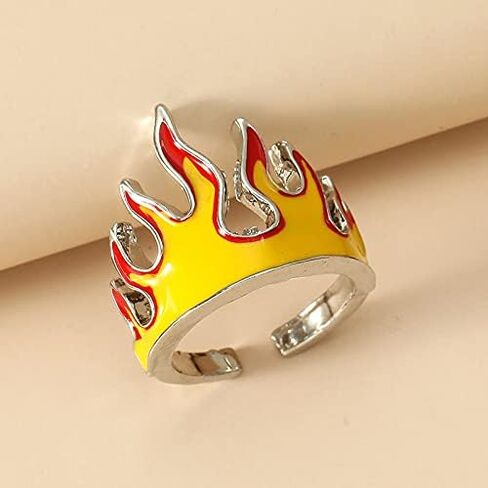 Creative Flame Ring PerCreative Flame Ring for Men Personality Trendy Hip Hop Wind Ring Open Adjustable Crown Ring Trendy Hip Hop Wind Ring Women in Saudi Arabia