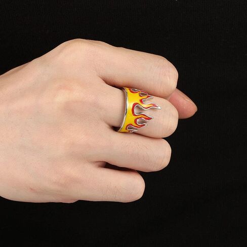 Creative Flame Ring PerCreative Flame Ring for Men Personality Trendy Hip Hop Wind Ring Open Adjustable Crown Ring Trendy Hip Hop Wind Ring Women in Saudi Arabia