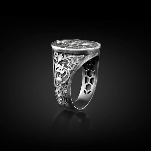 Motorcycle Art Signet Men 925K Silver Ring for Biker, Engraved Harley Davidson Oxidized Silver Ring, Motorcycle Gifts Jewelry for Boyfriend in Saudi Arabia