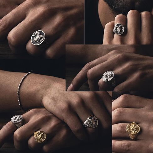 Motorcycle Art Signet Men 925K Silver Ring for Biker, Engraved Harley Davidson Oxidized Silver Ring, Motorcycle Gifts Jewelry for Boyfriend in Saudi Arabia