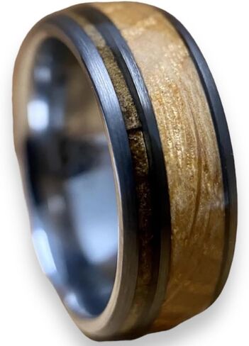 BW James Jewellers "The Winston Churchill Whisky Barrel Cigar Tungsten رجالي خطوبة الزفاف وعصابات الوعد مع حلقات بوربون المستقيمة من كنتاكي، مقاسات مريحة 8-17 in Saudi Arabia