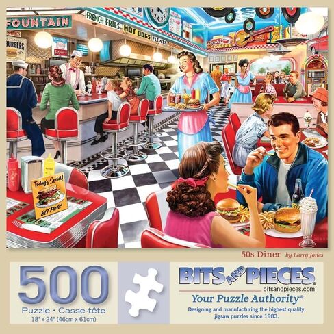 Bits and Pieces - 300 Piece Jigsaw Puzzle for Adults - 18" x 24" - 50's Diner - 300 pc Large Piece American Nostalgia Jigsaw by Larry Jones in Saudi Arabia