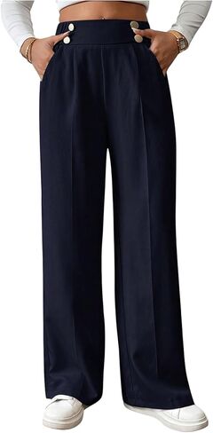 GORGLITTER Women's High Waisted Wide Leg Work Pants Double Button Pleated Trousers Business Casual Dress Pants in Saudi Arabia