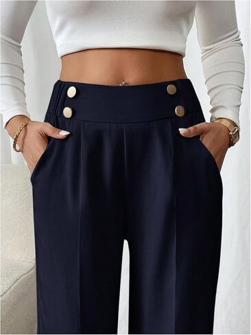 GORGLITTER Women's High Waisted Wide Leg Work Pants Double Button Pleated Trousers Business Casual Dress Pants in Saudi Arabia