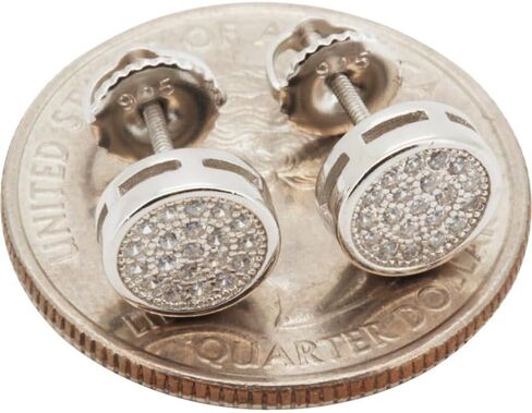 generic 925 Sterling Silver 14K Yellow/White/Black Gold Finish AAA Cubic Zirconia 7.5MM Round Circle Screw/Push Back Stud Earrings For Women & Men Fine Jewelry in Saudi Arabia