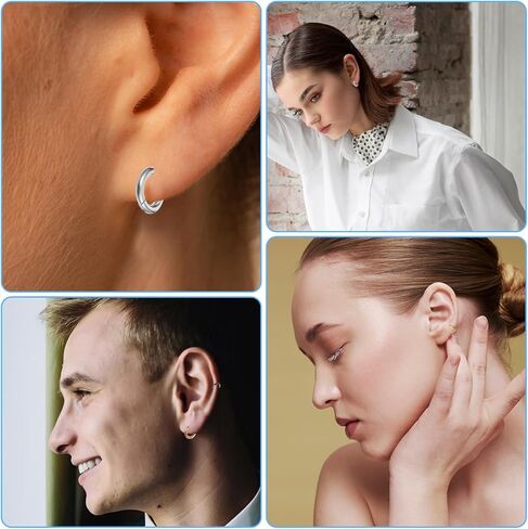 Small Hoop Earrings for Men Women, 3 Pcs 13mm Mens Earrings Stainless Steel Black/Gold/Silver Hoop Huggie Earring Mens Jewelry Ear Piercing Jewelry Set for Sensitive Ears in Saudi Arabia