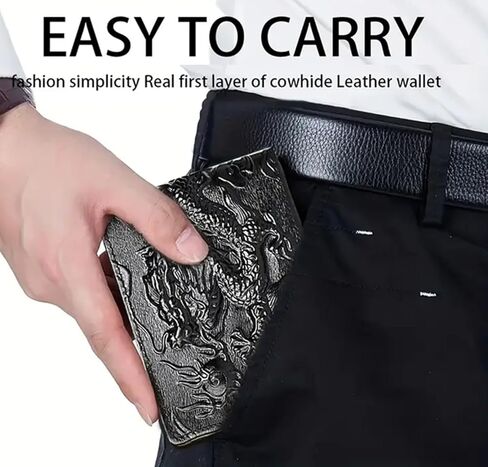Men's Genuine Leather Short Bifold Wallet RFID Blocking with 3D Crocodile Embossed Vintage Design in Coffee Brown (Crocodile- Coffee) in Saudi Arabia
