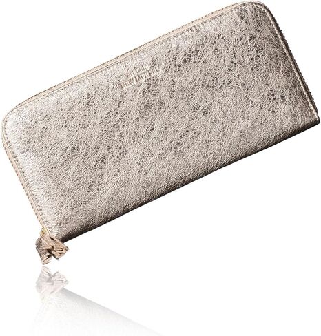 محفظة جلدية طويلة من نوع VOICE Align مصنوعة من قبل NEW LIFE في إيطاليا Cowhide ART.Chic حافظة بطاقات عمودية أنيقة وسهلة الاستخدام للسيدات في صندوق هدايا (فضي) in Saudi Arabia