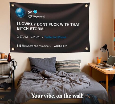 3x5 Ft I Lowkey Don't F*ck With That Bitch Stormi Fake Tweet Polyester Flags - Funny Meme Single Sided Flag Tapestry with 4 Grommets - College Dorm Room Guys Man Cave Frat Bedroom in Indoor or Outdoor in Saudi Arabia
