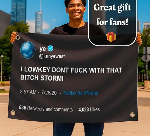 3x5 Ft I Lowkey Don't F*ck With That Bitch Stormi Fake Tweet Polyester Flags - Funny Meme Single Sided Flag Tapestry with 4 Grommets - College Dorm Room Guys Man Cave Frat Bedroom in Indoor or Outdoor in Saudi Arabia